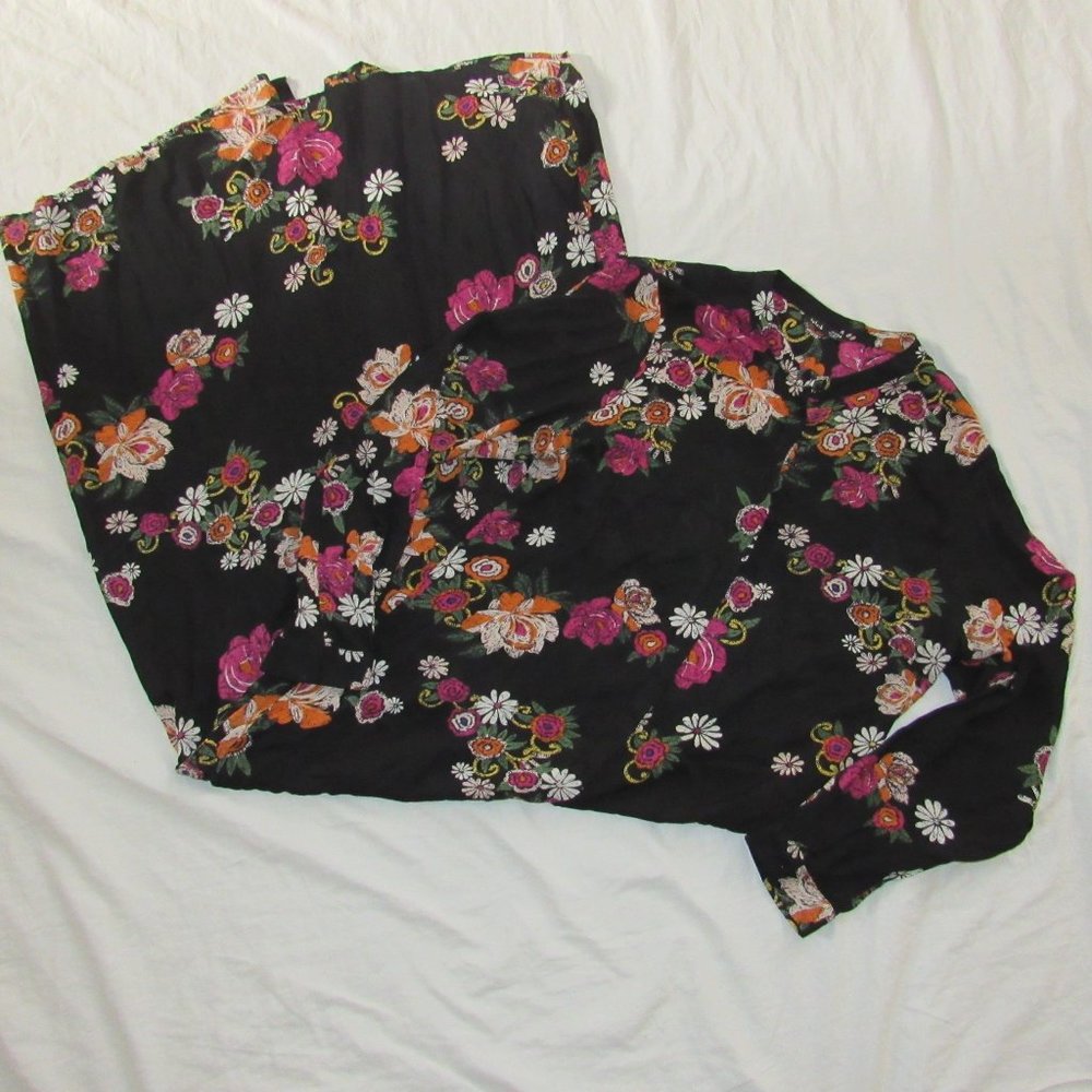 SPLASH Black Floral Maxi Long Length Swim Coverup Dress sz US 10